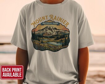 Mount Rainier T-Shirt: National Park Illustration, Mountain Landscape, Outdoor Apparel