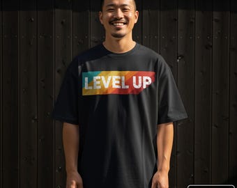 Camiseta de jugador de Level Up - Camiseta retro de arcade de Level Up, camiseta de juegos vintage