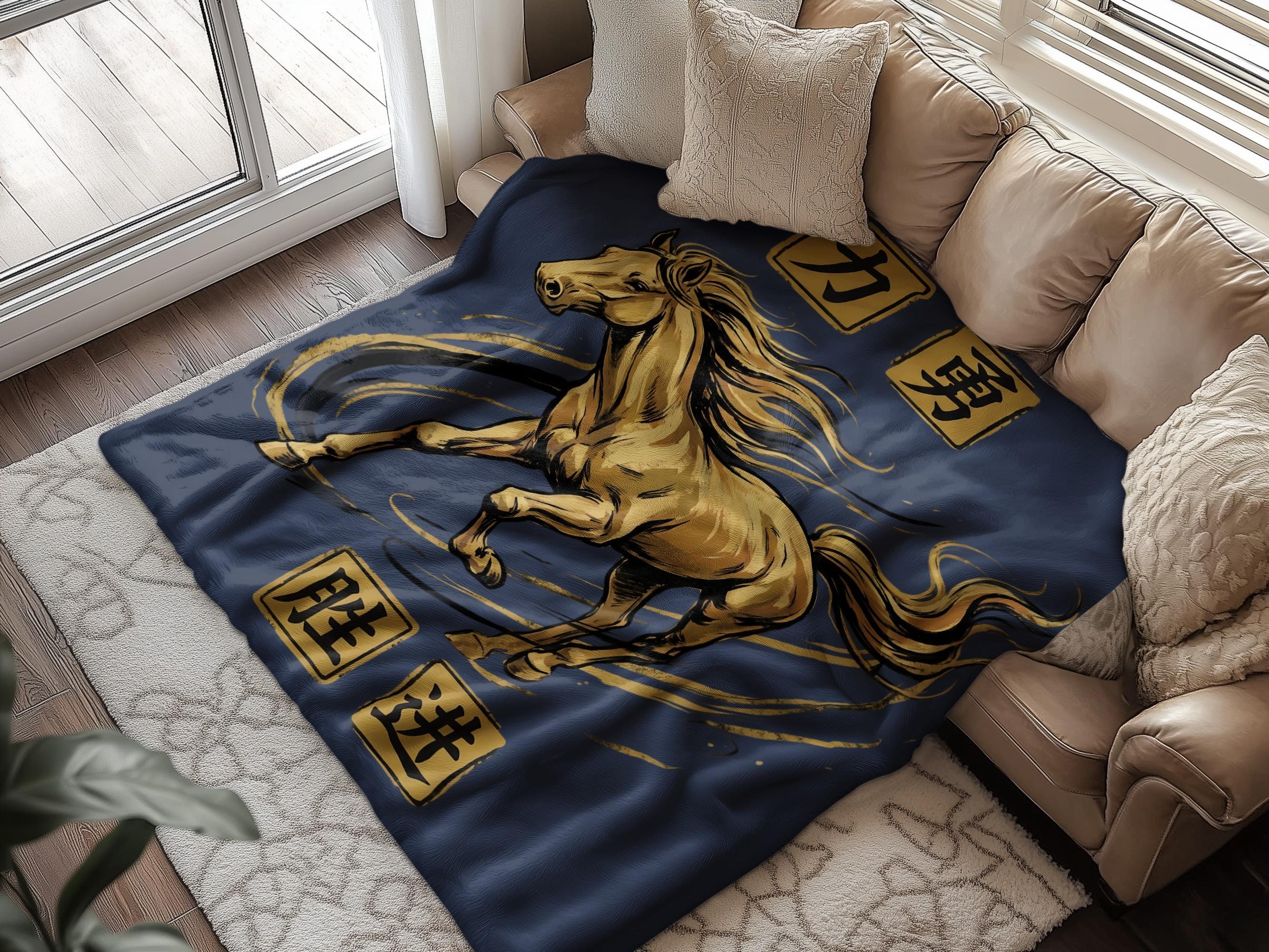 Horse Sherpa Blanket: Year 2026, Chinese Signs Meaning Strength