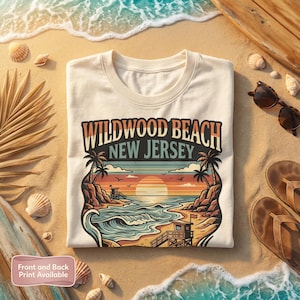 Wildwood Beach New Jersey T-Shirt, Retro Sunset Beach Graphic Tee, Vacation Souvenir Shirt, Summer Beachwear, Coastal Gift Idea