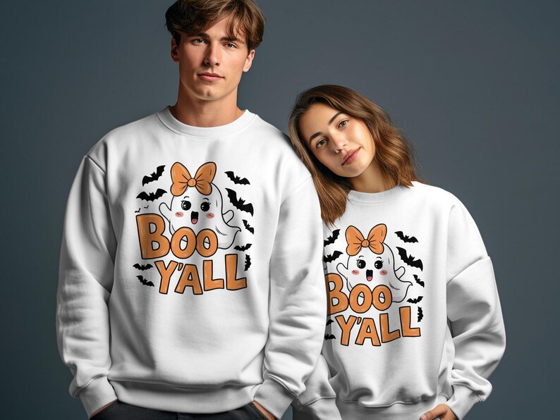 Linda camiseta fantasma para Halloween, diseño Boo Y'all, ropa divertida y espeluznante para este Halloween, ideas de regalos de Halloween imagen 4