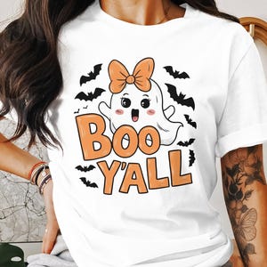 Linda camiseta fantasma para Halloween, diseño Boo Y'all, ropa divertida y espeluznante para este Halloween, ideas de regalos de Halloween imagen 3