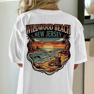 Wildwood Beach New Jersey T Shirt, Retro Beach Graphic Tee, Unisex Vacation Shirt, Coastal Sunset Design, Summer Beachwear