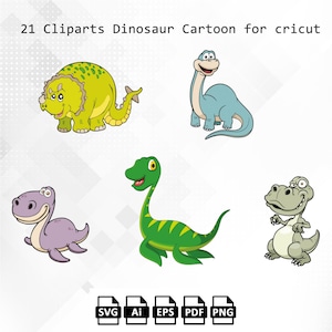 Dinosaurio de dibujos animados SVG, 21 dinosaurio, dinosaurio bebé, dino, dinosaurio lindo, T-Rex, 21 archivos de corte Svg Eps Ai Png Pdf para cricut 