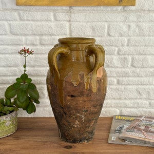 Old Clay Pot, Aged and antiqued clay vessel / vase