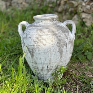 Turkish Pottery, Old Clay Jug, Aged and antiqued clay vessel / vase / pot