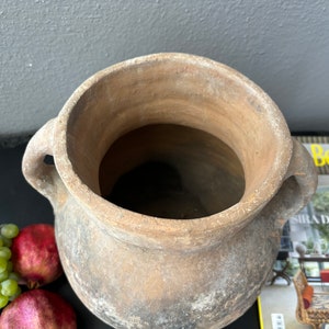 Rustic Decor Turkish Vintage Gray Clay Pottery Kitchen Decor Olive Oil Jur Vintage Clay Urn image 3