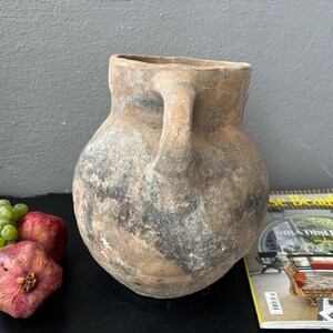 Rustic Decor Turkish Vintage Gray Clay Pottery Kitchen Decor Olive Oil Jur Vintage Clay Urn image 9