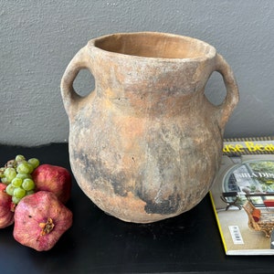 Rustic Decor Turkish Vintage Gray Clay Pottery Kitchen Decor Olive Oil Jur Vintage Clay Urn image 8