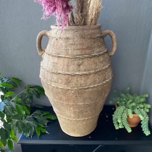 Old Clay Pot, Aged and antiqued clay vessel / vase / pot