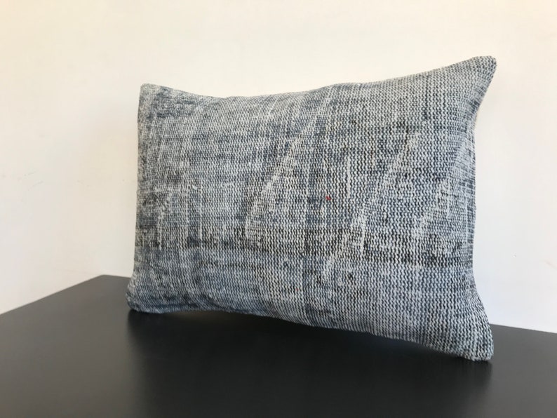 Bohemian Decor Lumbar Pillow Case Decorative Couch Pillow Rectangle Gray Throw Pillow Covers 20x28 Kilim Pillow Ethnic Pillow Rug Cushion