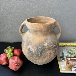 Rustic Decor Turkish Vintage Gray Clay Pottery Kitchen Decor Olive Oil Jur Vintage Clay Urn image 1