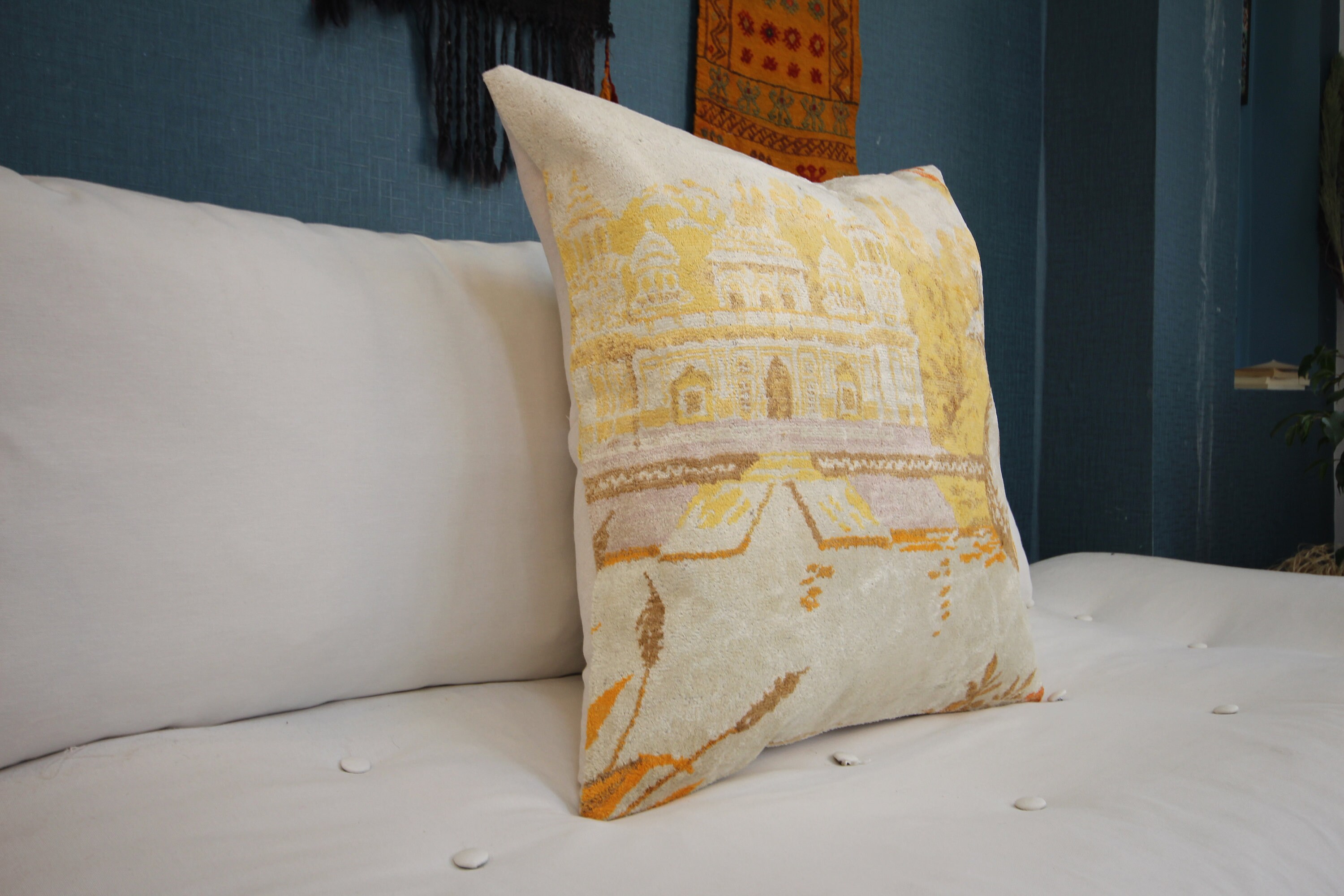 Farmhouse Decor Yellow Pillow Covers 24x24 Vintage Throw Etsy