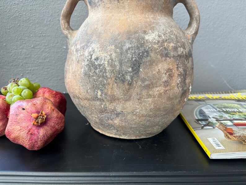 Rustic Decor Turkish Vintage Gray Clay Pottery Kitchen Decor Olive Oil Jur Vintage Clay Urn image 4