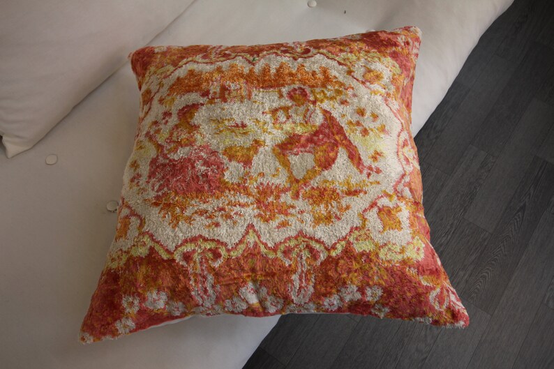 Bohemian Home Decor Pillow Couch Cushion Velvet Decorative Velvet Pillow Covers 24x24 Vintage Throw Pillow Sofa Orange Velvet Pillow Cases