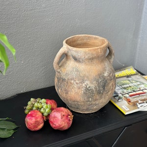 Rustic Decor Turkish Vintage Gray Clay Pottery Kitchen Decor Olive Oil Jur Vintage Clay Urn image 10