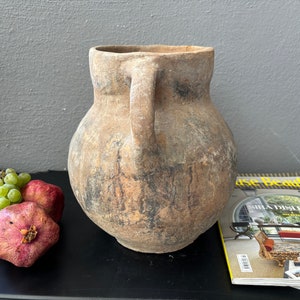 Rustic Decor Turkish Vintage Gray Clay Pottery Kitchen Decor Olive Oil Jur Vintage Clay Urn image 7