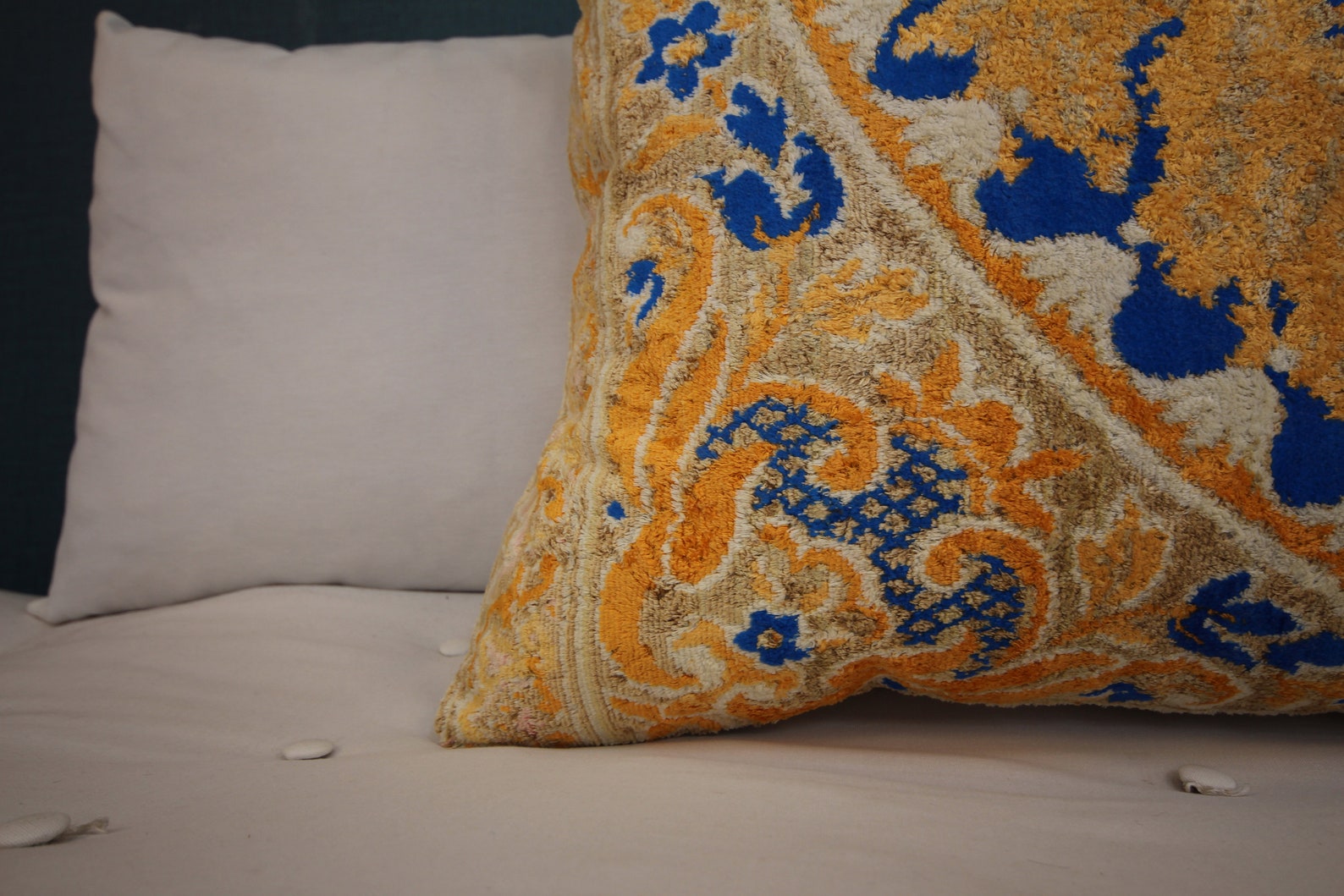 Boho Home Orange Blue Pillow Covers 24x24 Velvet Throw Pillow Etsy