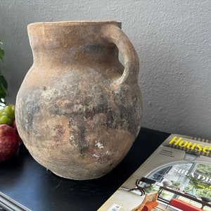 Rustic Decor Turkish Vintage Gray Clay Pottery Kitchen Decor Olive Oil Jur Vintage Clay Urn image 5