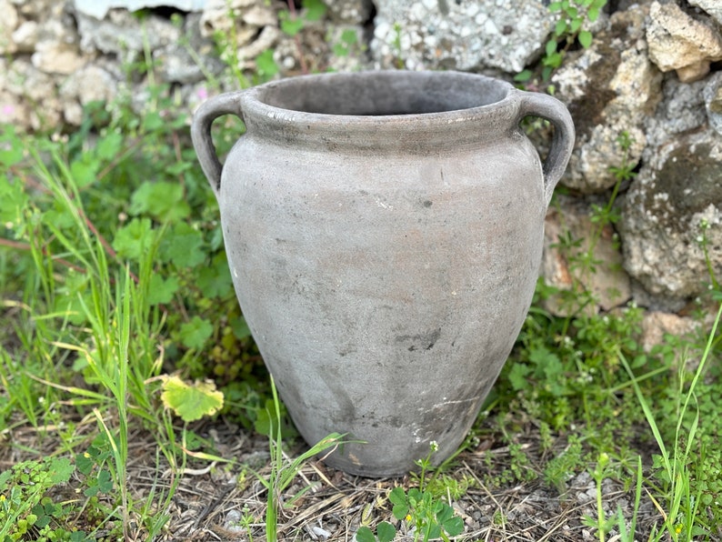 Turkish Pottery, Antique Vessel Primitive Clay Pot Wabi-Sabi Décor Rustic Mediterranean Amphora Vintage Earthenware Vase Old Jug image 2