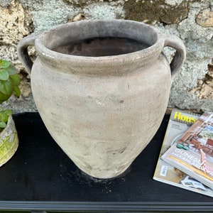 Turkish Pottery, Antique Vessel Primitive Clay Pot Wabi-Sabi Décor Rustic Mediterranean Amphora Vintage Earthenware Vase Old Jug image 1