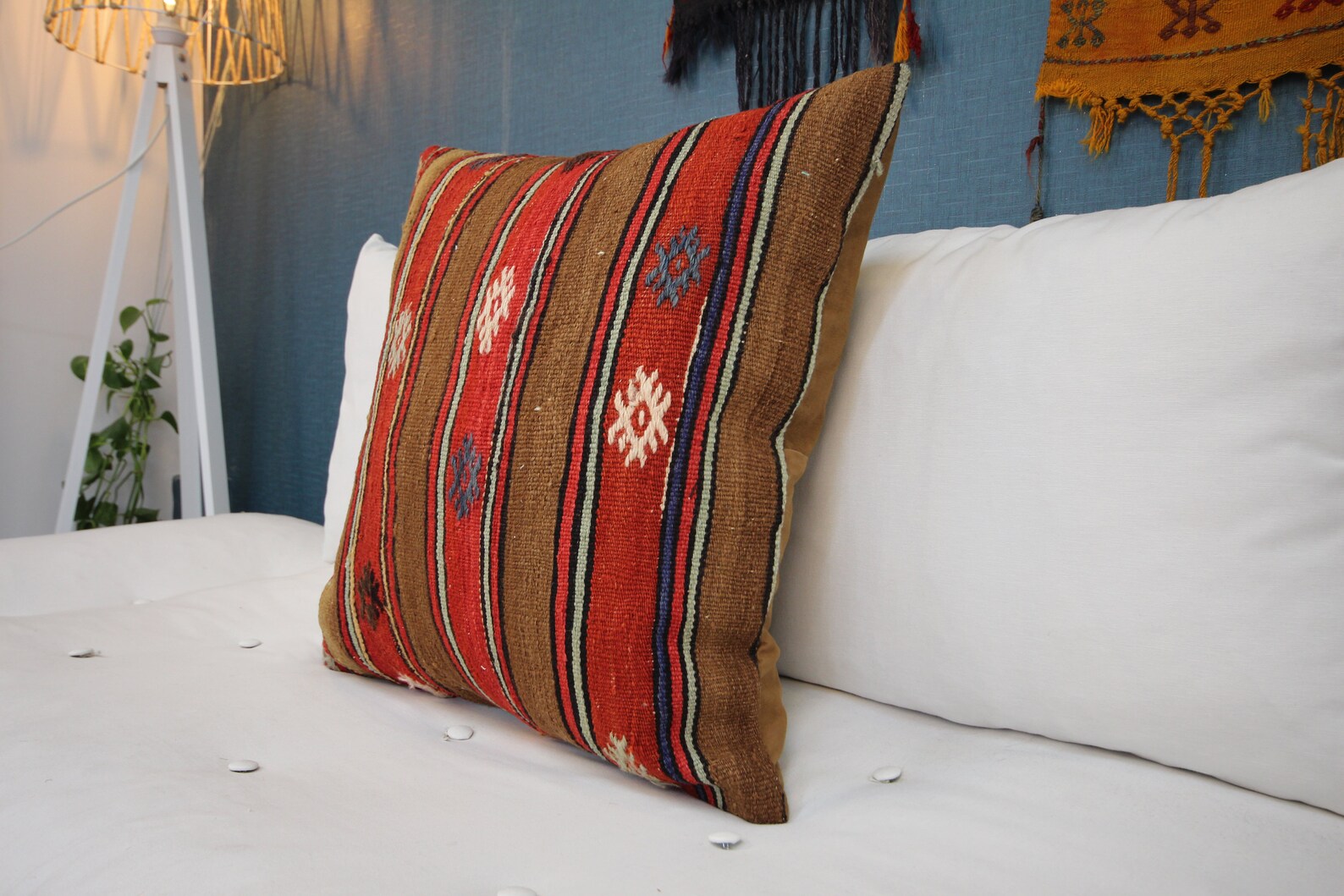 Farmhouse Rust Kilim Pillow 24x24 Red Pillow Cover red Etsy
