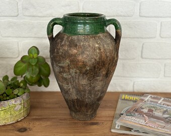 Vintage Clay Jug, Aged and antiqued clay vessel / vase / small