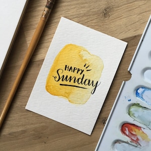 Kleine Karte - individuell beschriftet | Aquarell-Klecks mit persönlichem Schriftzug im Handlettering zum Geburtstag, als Geschenk