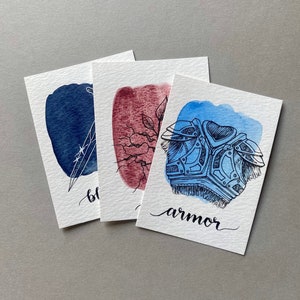 Karten-Set Witch mit Illustration und Aquarell | Als Lesezeichen, Geschenkanhänger oder Karte für Halloween - handgemaltes Original