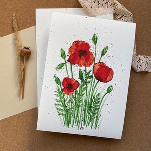 Kunstdruck Mohn | Fine Art Print einer Aquarell Illustration mit Blumen als immerwährender Blumenstrauß, als Poster oder für Bilderrahmen