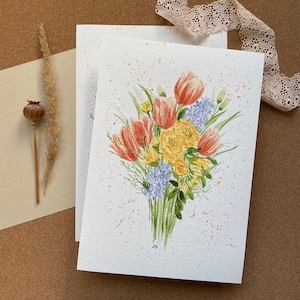 Kunstdruck Frühlingsstrauß | Fine Art Print einer Aquarell Illustration mit Blumen als immerwährender Blumenstrauß, als Poster oder gerahmt