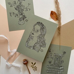 Druck "Magie" | Kunstdruck als Poster, Wandschmuck oder Karte für Halloween, mit handgezeichneten Highlights - im 3er Set oder einzeln