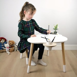 Cloud Desk and Stool Set, Nursery Furniture, Kids Desk, Children&#39;s Desk With Storage, Children&#39;s Desk and Chair, Children&#39;s Drawing Table
