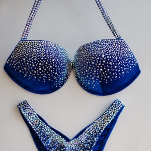 IFBB NPC Competition Figure  Bikini Suit / Blue Bodybuilding Fitness Posing Suit
