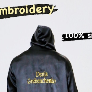 Personalised Men&#39;s long silk kimono robe  IFBB NPC WBFF / Bathrobe with Your name