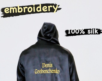 Personalised Men&#39;s long silk kimono robe  IFBB NPC WBFF / Bathrobe with Your name