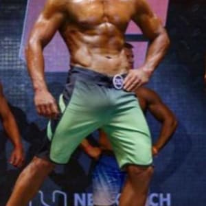 IFBB NPC men's bodybuilding posing custom shorts with gradient