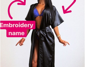 Personalized silk kimono robe with YOUR NAME