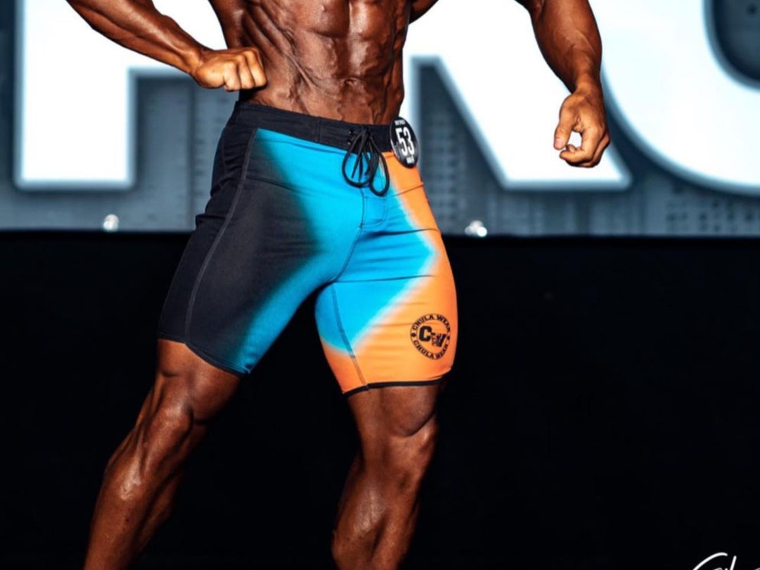 Custom Men's Physique Board Shorts With Unique Color Posing Competition Bodybuilding Shorts IFBB