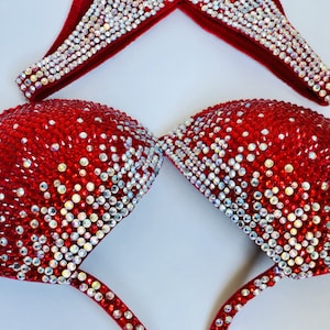 IFBB NPC Competition Figure  Bikini Suit / Red Bodybuilding Fitness Posing Suit