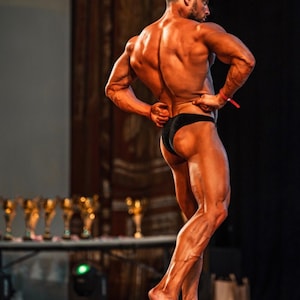 Custom made classic bodybuilding competition posing black trunks IFBB NPC WBFF
