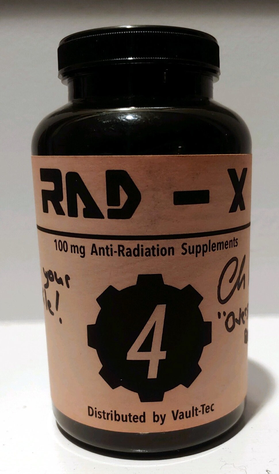 Fallout Prop: Rad X Bottle Signed by "Overseer Ben"