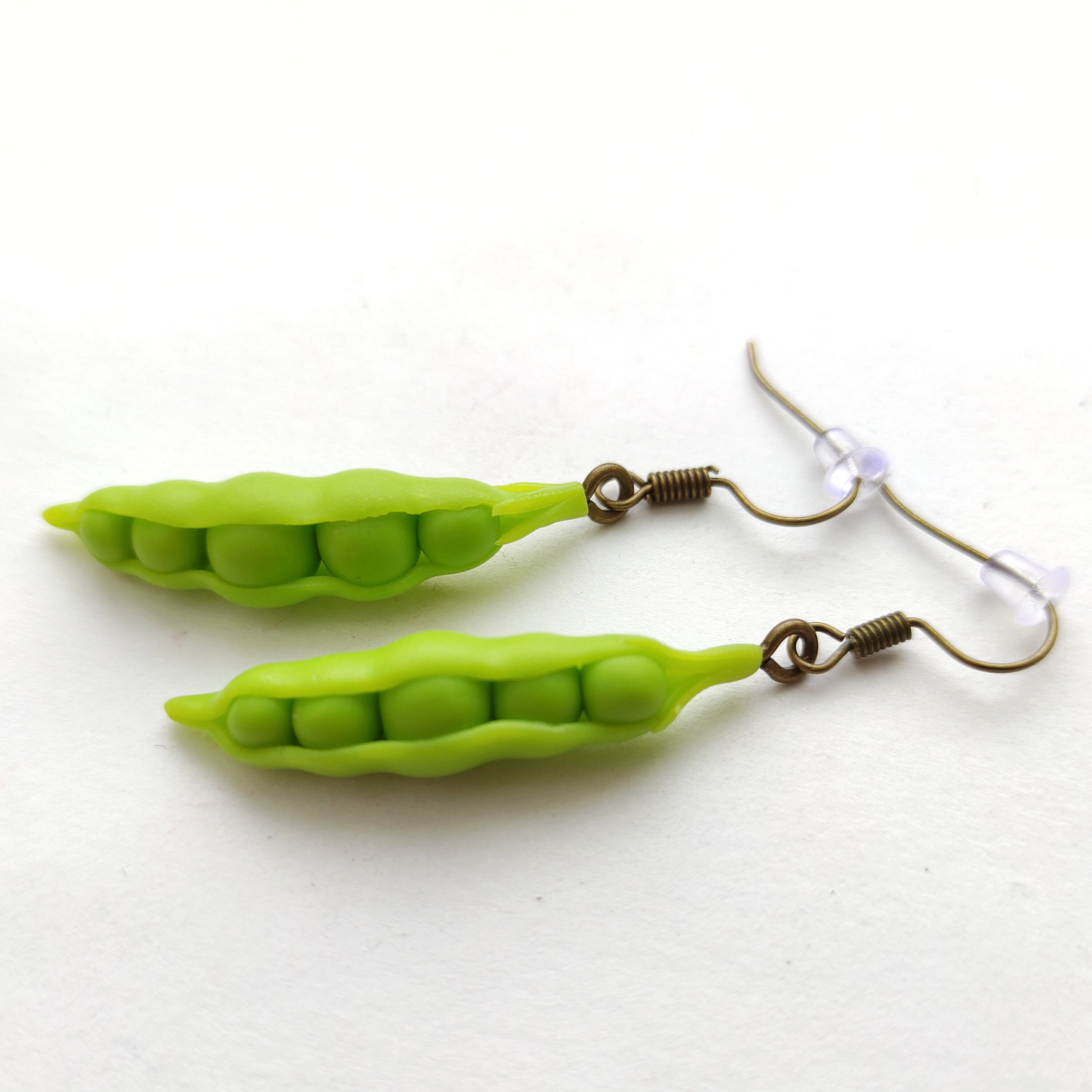 Food earrings green peas weird dangle earrings from polymer Etsy