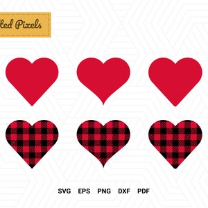 Plaid Heart SVG Love Heart Valentines Day DXF EPS Cricut Cut File
