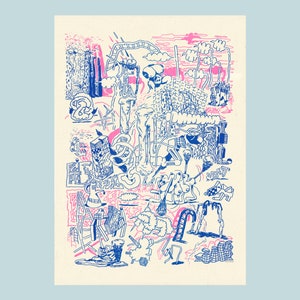 WHat // A3 Risograph print by Fred Afraid