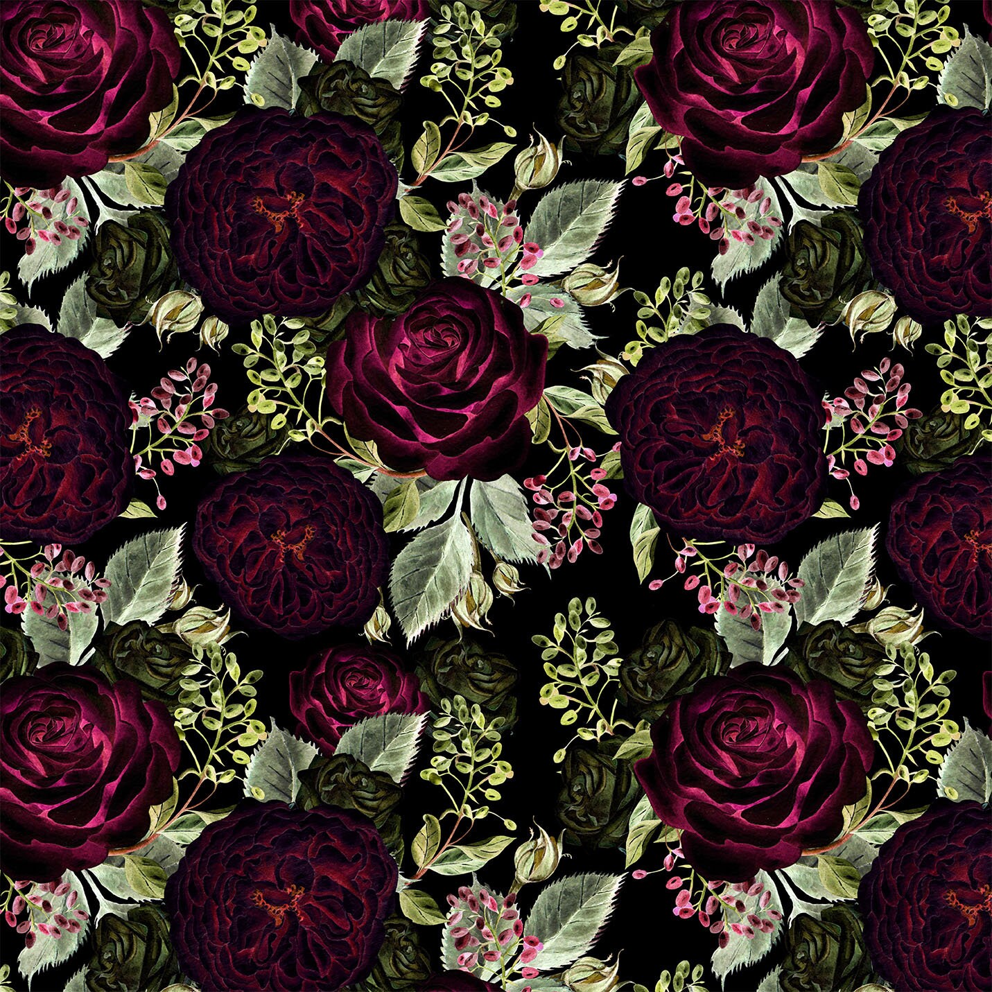 Red black rose floral print lycra velvet chiffon scuba Etsy