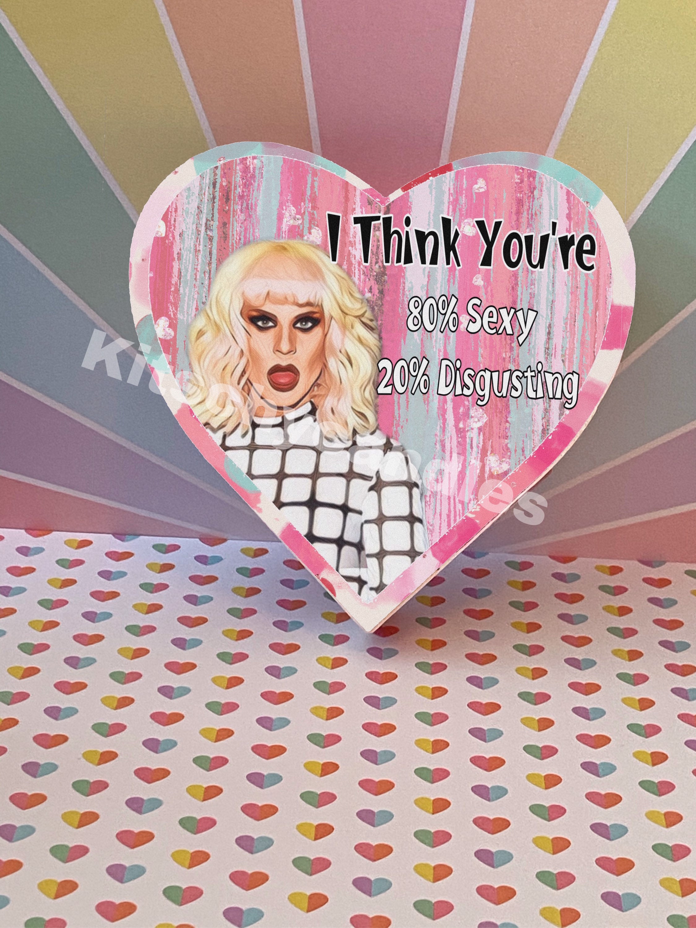 Katya Rupaul's Drag Race Valentine Heart Sticker Can Fit on