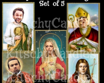 The Gang Set of 5 Labels for Prayer Candles.  Dee Mac Dennis Charlie Frank *Labels only *