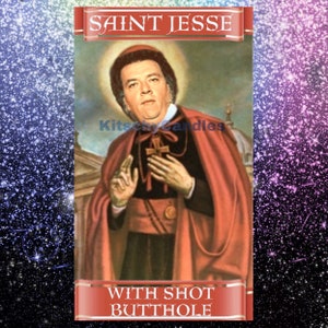 Jesse Gemstone Righteous Gemstones label for Saint prayer candle