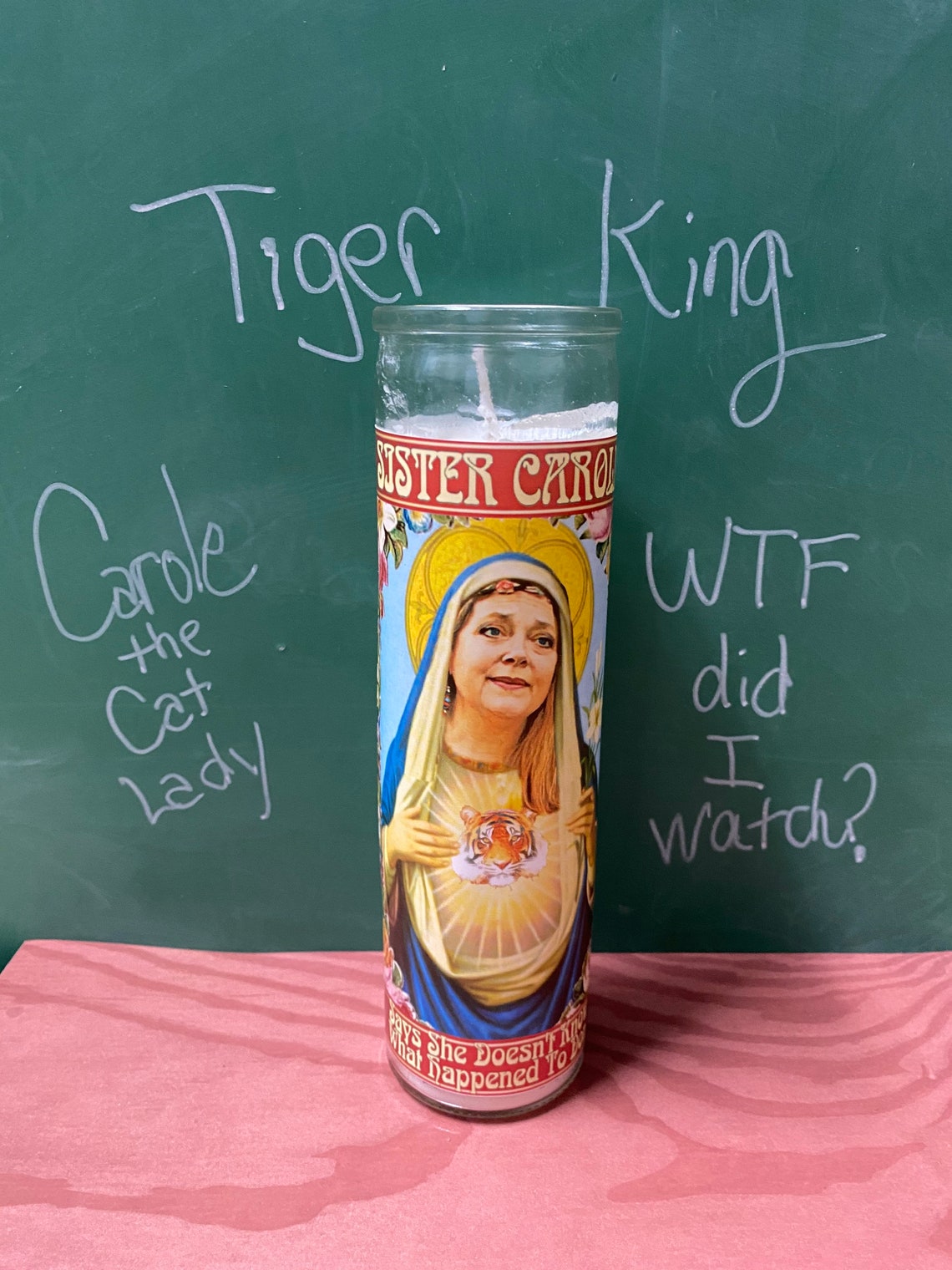 Label for Saint Prayer Candle Sister Carole Tiger King Etsy